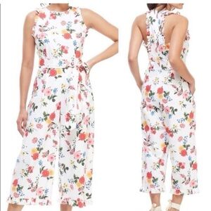 Gal Meets Glam Beverly Ruffle Racerback Floral Sleeveless Jumpsuit size 8